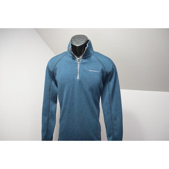 Eddie Bauer Camp Sweater 1/4 Zip Fleece Pullover Marled Blue Mens Size Medium - Picture 4 of 10